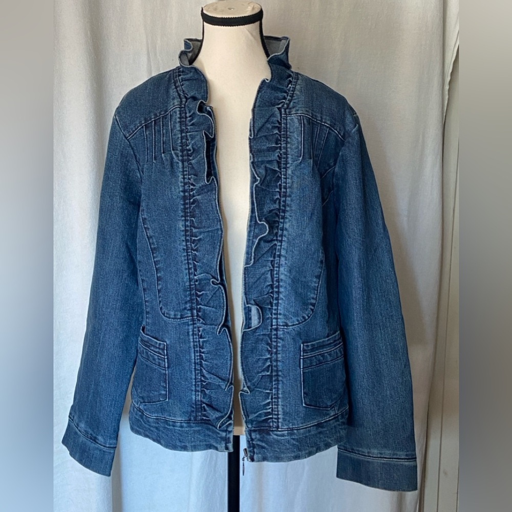 Jean Jacket with Ruffles size 1X super cute and stylish